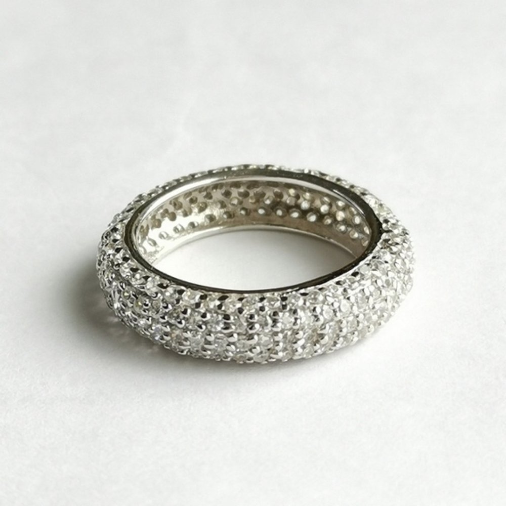New, pave set eternity band ring Sterling Silver CZ size 9